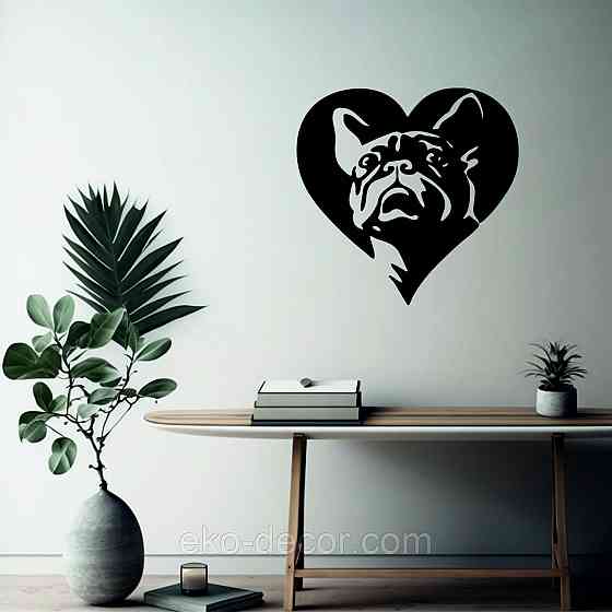 Декоративне настінне Панно «Французький  бульдог», Декор на стіну 110*84 см, Чорний Київ