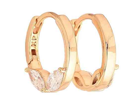 Серьги кольца Позолота 18K Боковой узор с кристаллами арт.307583 ТМ XUPING Киев
