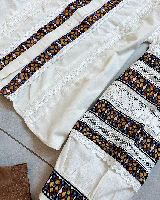 Женская современная вышиванка из домотканого льна 46 Одесса - изображение 7