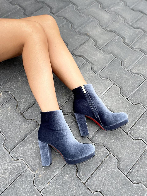 Жіночі черевики STILLETA сірі велюрові на підборах 11 см (D1866-A5070-2 3417) Коломия - фото 5