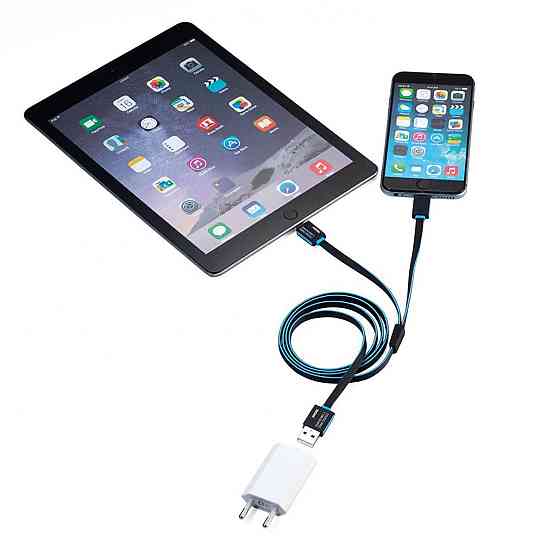 Зарядний кабель Troika lighting для двох пристроїв, синій Рівне