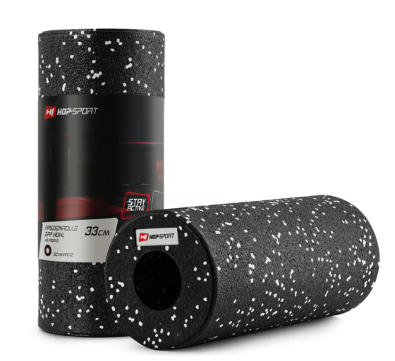 Роллер масажер (валик, ролик) гладкий Hop-Sport EPP 33см HS-P033YG чорно-білий Киев