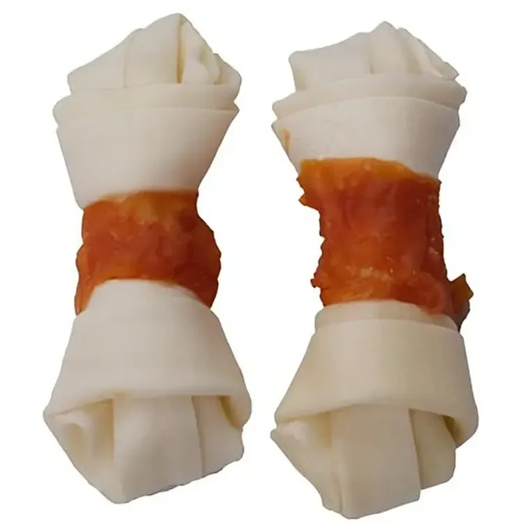 Ласощі для собак Вузлові кістки із сиром'ятної шкіри з курячим м'ясом для собак 500 г Київ - фото 1