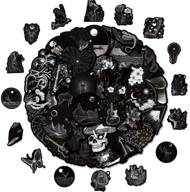 50 шт. черно-белых готических наклеек из винила для скрапбукинга, ежедневника, ноутбука, бутылки для Киев - изображение 5