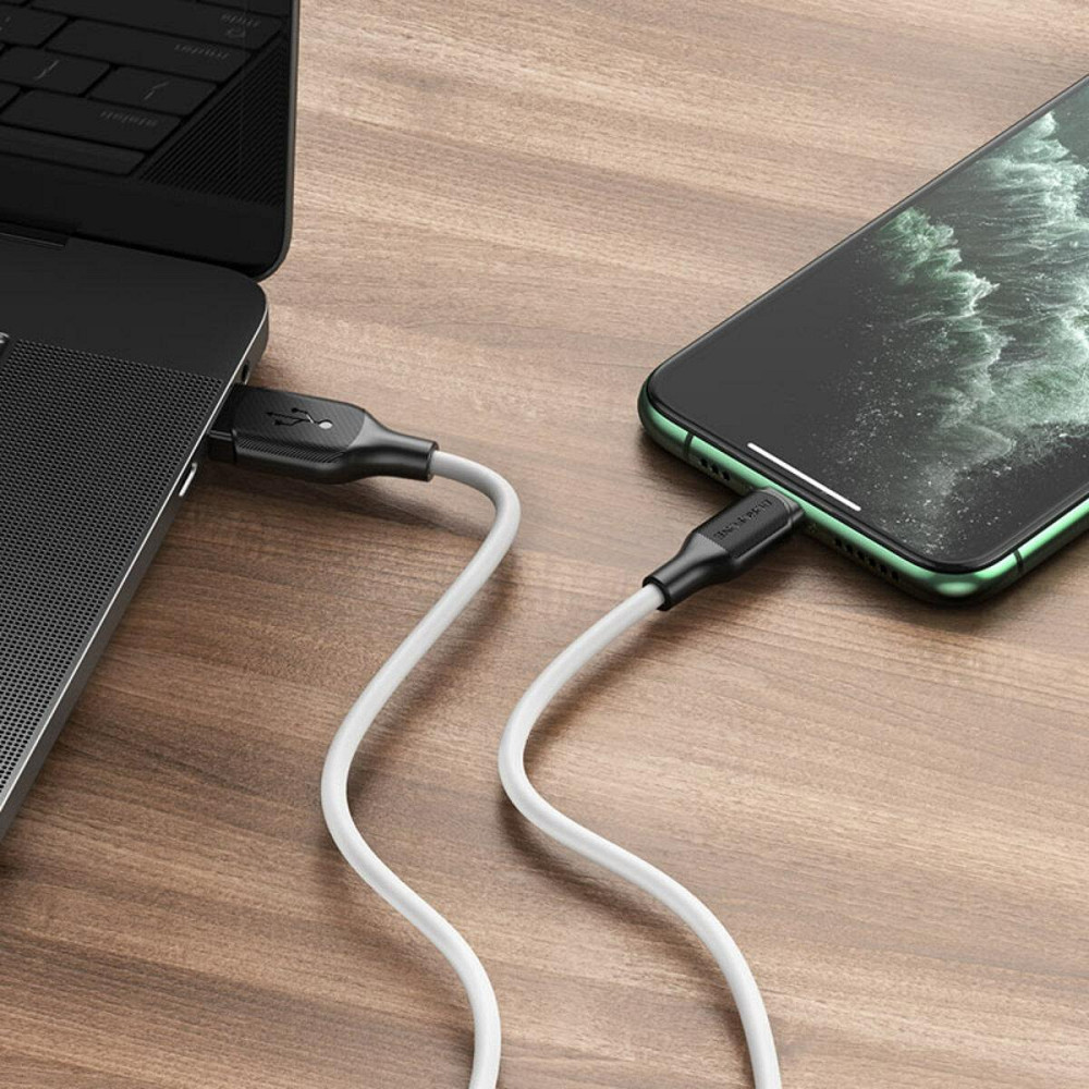 Кабель BOROFONE BX42 USB - Lightning 2.4A, 1m, силиконовый, TPE разъемы, цвет белый BX42LW Одесса - изображение 2