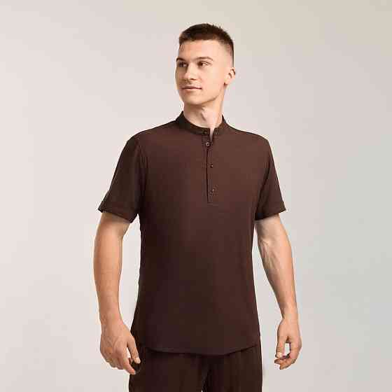 Чоловіча сорочка з коротким рукавом шоколадна Pobedov Molodist' Київ