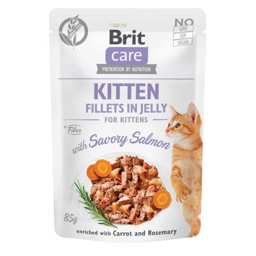 Корм влажный Brit Care Fillets in Jelly Savory Salmon Kitten д/котят филе в желе с лососем 85 г Киев - изображение 1