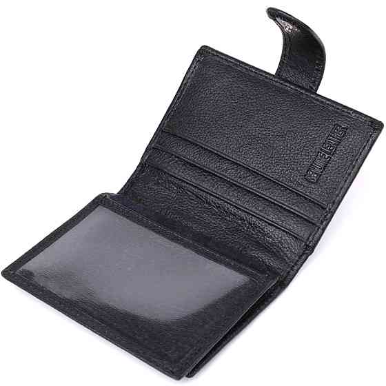Компактный мужской бумажник вертикального формата из натуральной кожи ST Leather 23095 Черный Киев