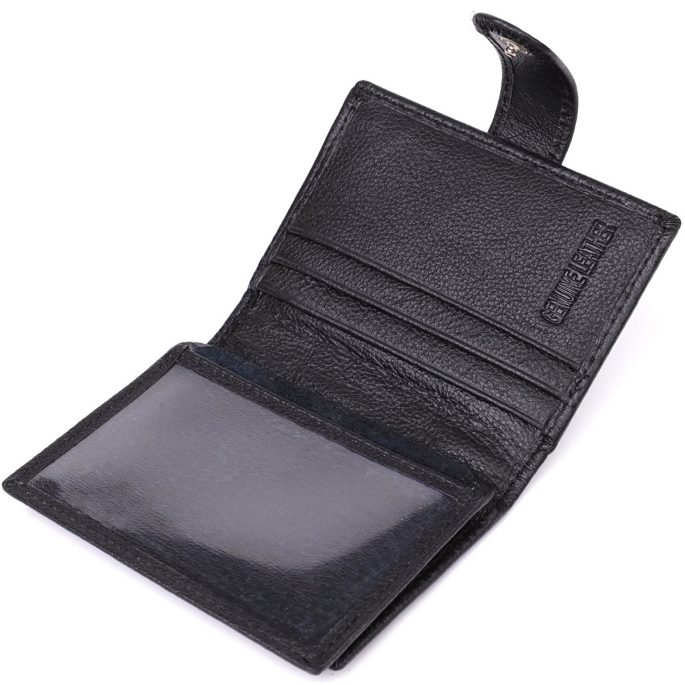 Компактный мужской бумажник вертикального формата из натуральной кожи ST Leather 23095 Черный Киев - изображение 5