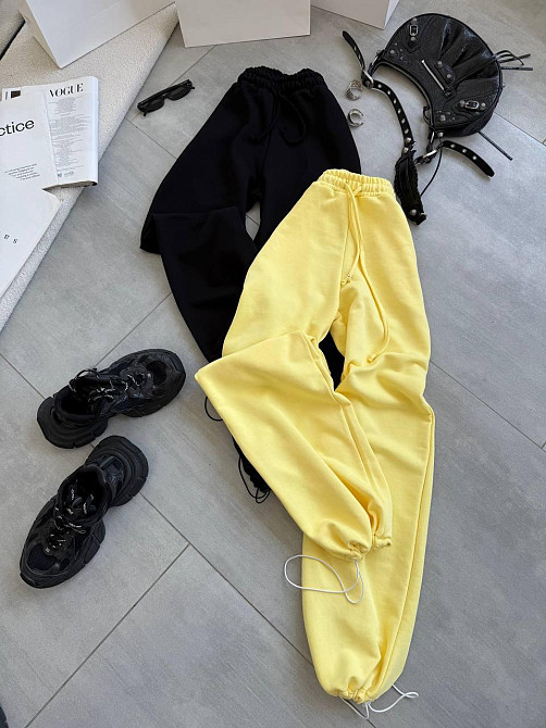 Женские базовые брюки - джоггеры турецкая петля пенье Банановый Одесса - изображение 1