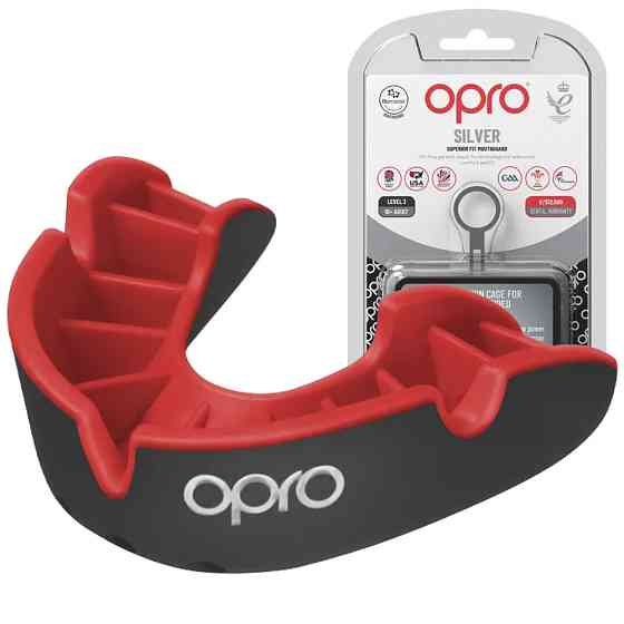 Капа OPRO Silver доросла (вік 11+) Black/Red (art.102502001) Кам'янське