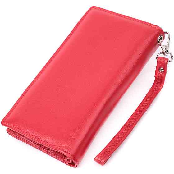 Яркий кошелек-клатч для стильных женщин из натуральной кожи Красный (ST Leather) Киев