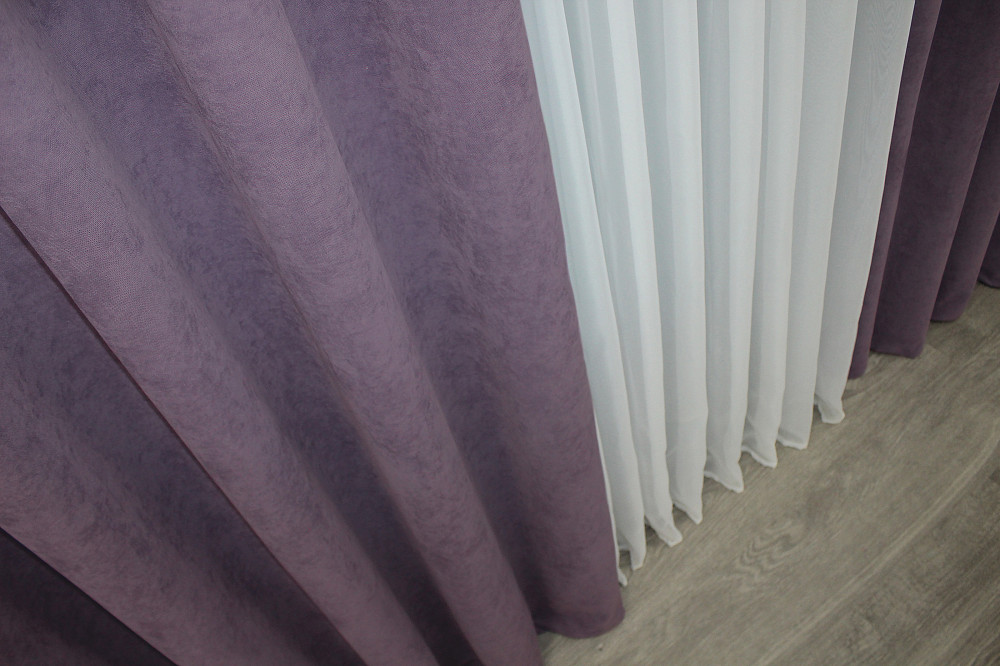 Комплект готовых штор VR-Textil Микровелюр SPARTA № 837ш Лавандовый 150х250 см 2 шт (39-208) Киев - изображение 7