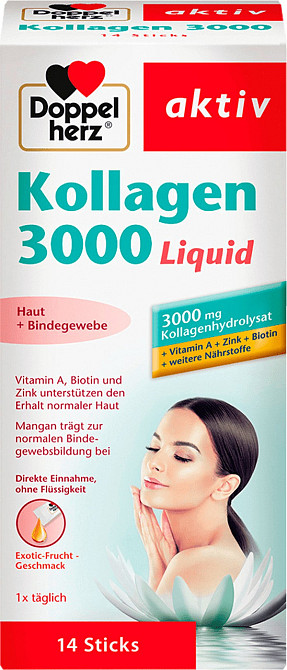 Колаген жидкие стики 14 шт 140 мл. Doppelherz  Kollagen 3.000 Liquid Sticks 14 St., 140 ml Nahrungse Львов - изображение 1