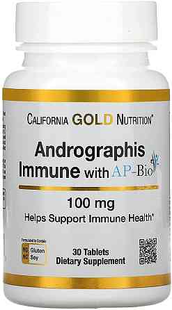 Aндрографіс для імунітету California Gold Nutrition Andrographis Immune with AP-BIO, 100 mg, 30 Tablets Луцьк