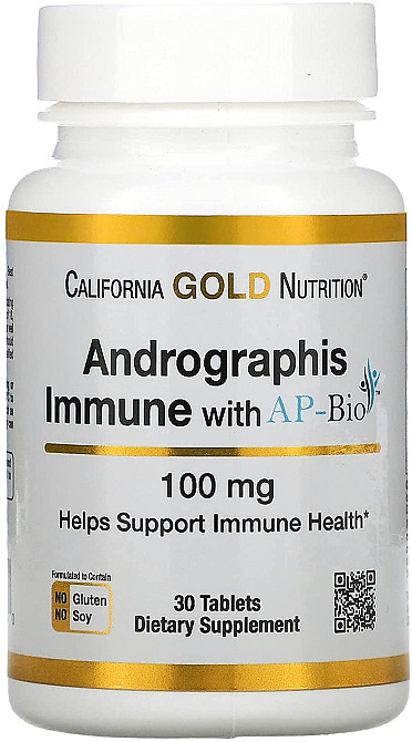 Aндрографіс для імунітету California Gold Nutrition Andrographis Immune with AP-BIO, 100 mg, 30 Tablets Луцьк - фото 1