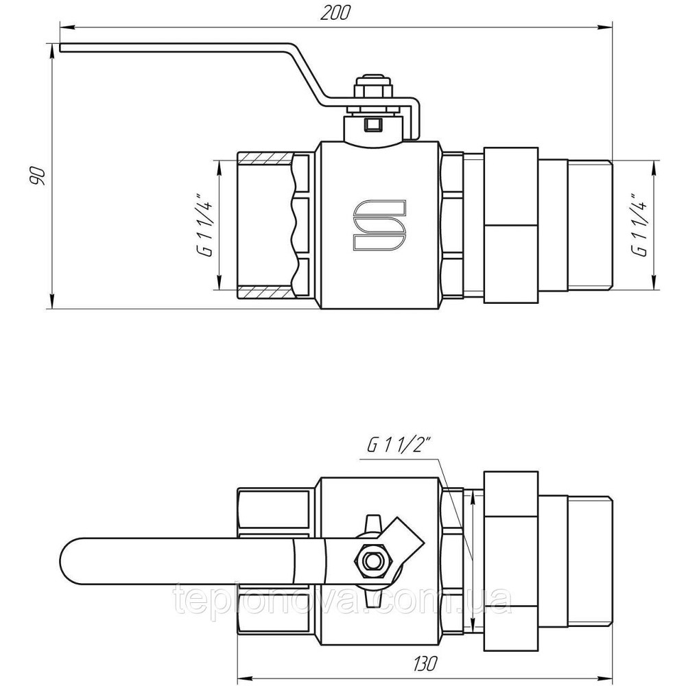 Кран шаровый прямой с американкой  SELBA 1 1/4″  КР SL1509 Черновцы - изображение 3