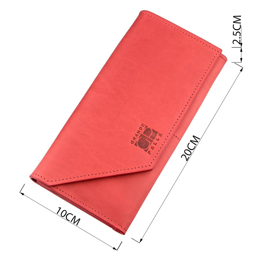 Кожний горизонтальний клатч з італійської шкіри Червоний (GRANDE PELLE) Київ - фото 1