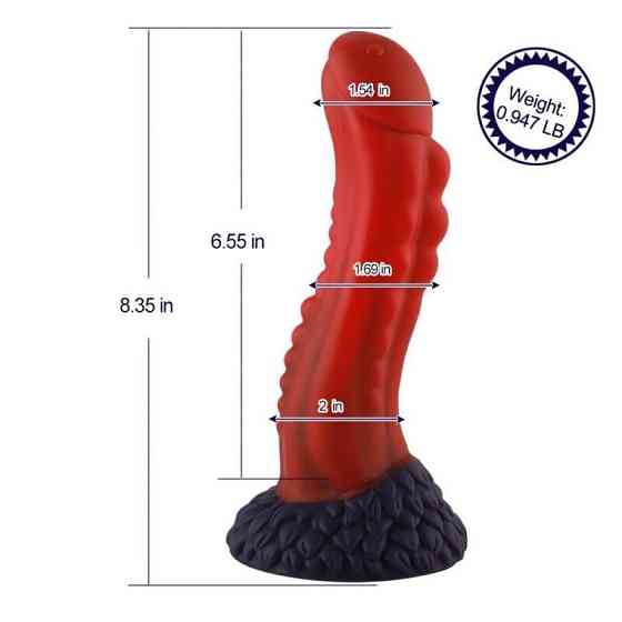 Фалоімітатор для секс-машин Hismith 8.35″ Curved Silicone Dildo Red Monster Series, система KlicLok Sex Aura Київ