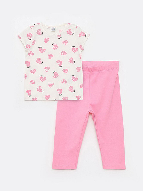 Дитячий Костюм Футболка (Біла з сердечками) та Легінси (Рожеві) LC Waikiki 3-4 роки(98-104см) пакунок малюка Киев - изображение 3