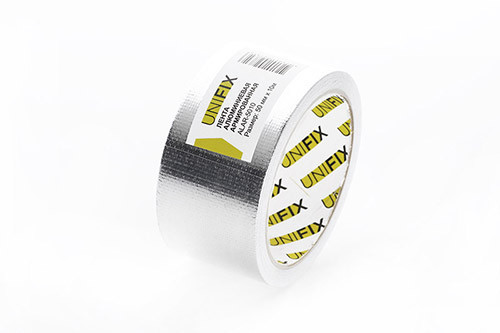 Лента клейкая алюминиевая армированная 50мм 10м UNIFIX Ровно - изображение 1