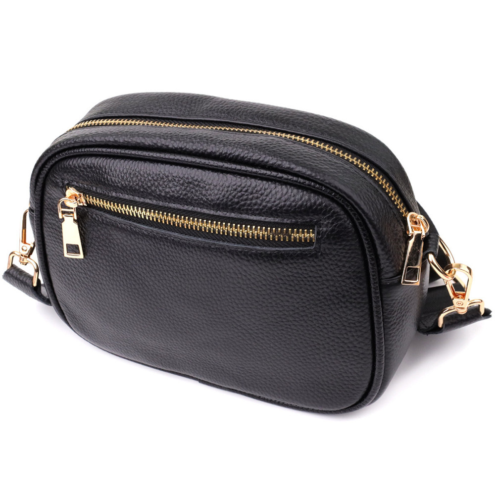 Компактная стеганая сумка для женщин из натуральной кожи Vintage 22894 Черный Киев - изображение 2