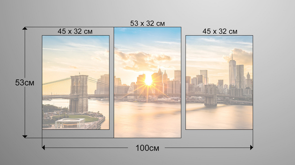 Модульна картина Місто Світанок (53х100см) Art-186_3 Київ - фото 3