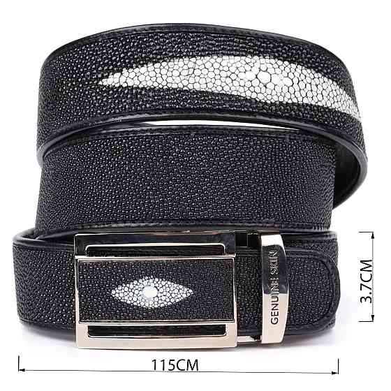 Ремень-автомат STINGRAY LEATHER 18203 из натуральной кожи морского ската Черный Киев