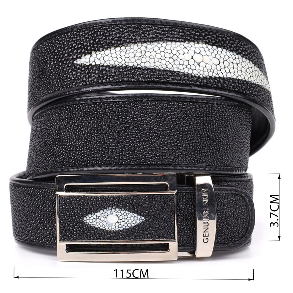 Ремень-автомат STINGRAY LEATHER 18203 из натуральной кожи морского ската Черный Киев - изображение 4