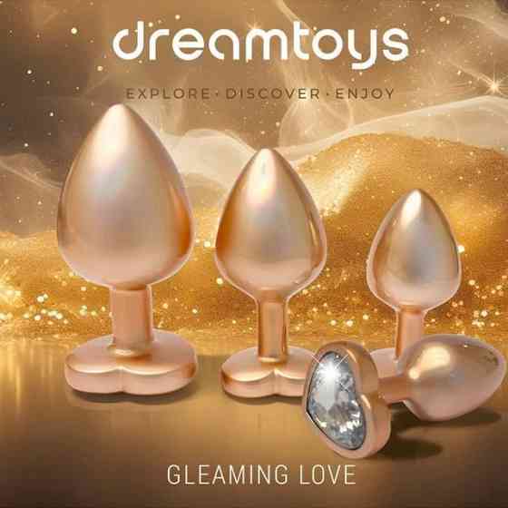 Набір із трьох анальних пробок Dream Toys Gleaming Love, розміри S, M, L, перламутрово-золоті Sex Aura Київ