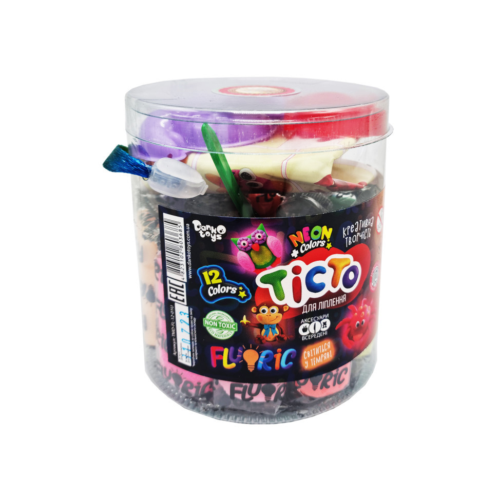Креативна творчість "Тісто для ліплення "FLUORIC" TMD-FL-12-01U 12 кольорів Вінниця - фото 1