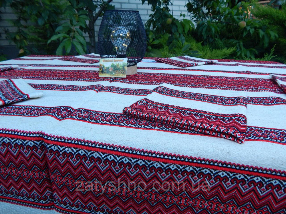 Вышитая скатерть с салфетками на льне Киев - изображение 6