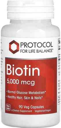 Біотин для волосся (Вітамін В7) Protocol for Life Balance Biotin 5000 мкг 90 капс Київ