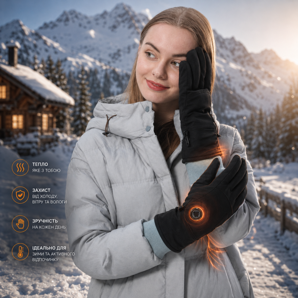 Перчатки с подогревом Aroma Season L/XL Водонепроницаемые Аккумуляторные 3000 мАч Черные (Для лыж, мотоцикла, туризма) Киев - изображение 13