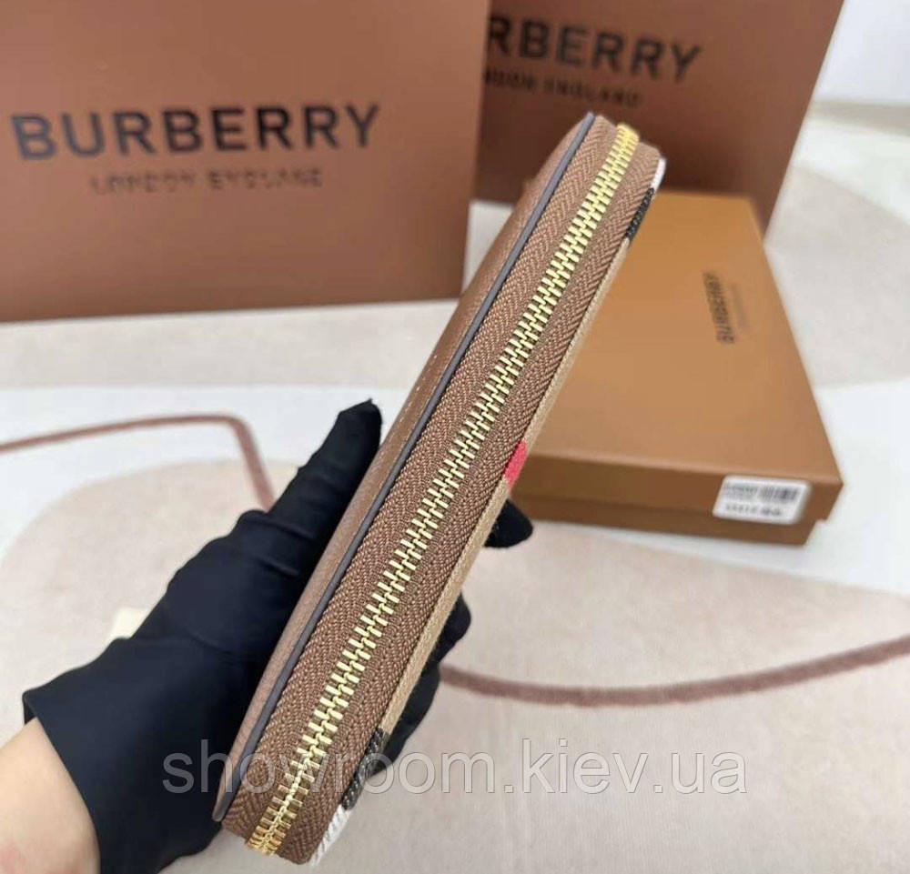 Жіночий шкіряний гаманець на блискавці Burberry (3341) brown Київ - фото 3