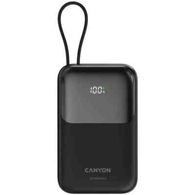 Батарея універсальна Canyon 10000mAh OnPower 101 PD/22.5W built-in cable Black (CNS-CPB101BK) Вінниця