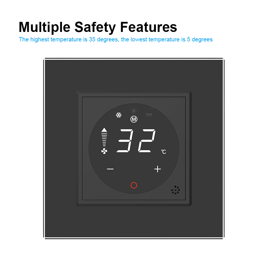 Термостат (терморегулятор) сенсорний для внутрішньопідлогового конвектора водяного опалення та фанкойла LIVOLO, сірий (VL-C7-FCA-2IPS72) Коломыя - изображение 2