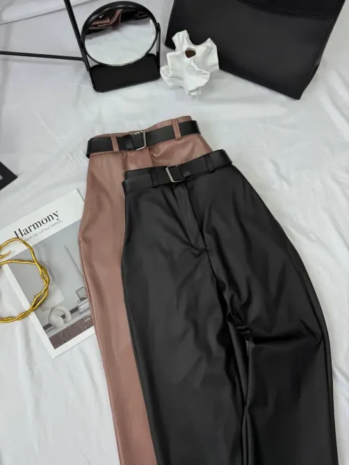 Женские кожаные брюки Palazzo теплые на флисе Харьков - изображение 9