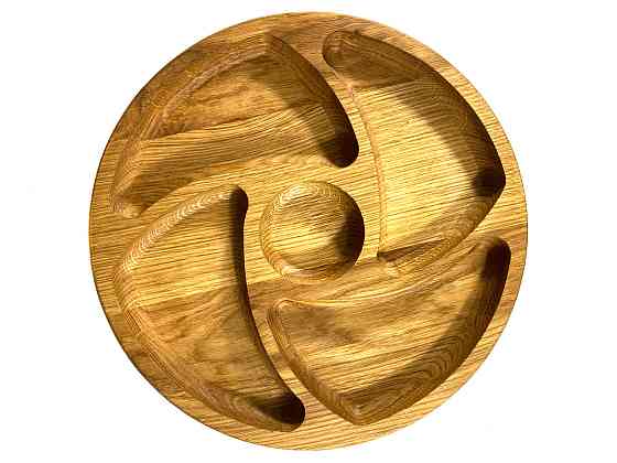 Деревянная тарелка из натурального дерева диаметр 30 см, высота 2 см, тарелка для закусок Каменец-Подольский