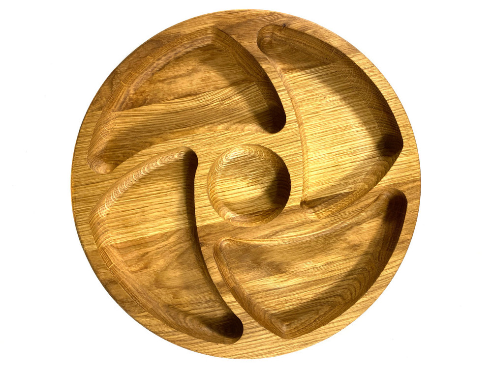 Деревянная тарелка из натурального дерева диаметр 30 см, высота 2 см, тарелка для закусок Каменец-Подольский - изображение 2