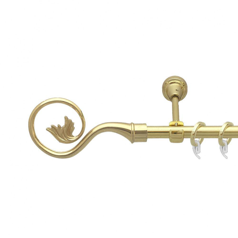 Карниз Orvit Ніка металевий однорядний відкритий гладка труба кільце фасонне металеве  Золото 16 мм 240 см Львов - изображение 1