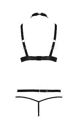 Комплект білизни з чокером та стреп-стрічками LAMIS SET black S/M - Passion Sex Aura Київ