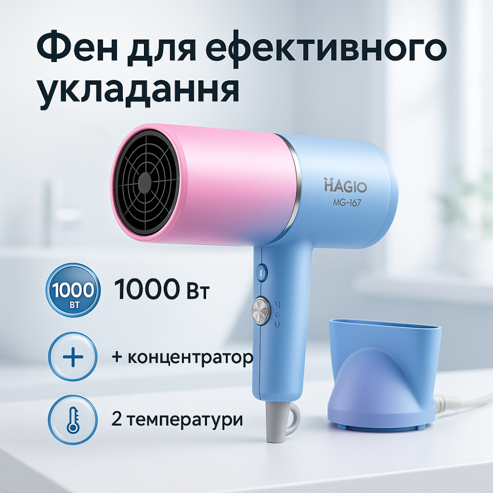 Фен для волосся з насадками універсальний MAGIO, Фен для ефективного укладання волосся QO-67 Львів - фото 20