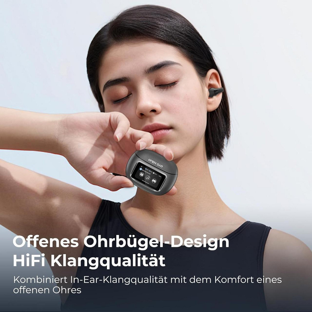 Відкриті бездротові навушники Relxhome X29 Bluetooth 5.4, HiFi, IPX5, сенсорний LED-дисплей, чорні Київ - фото 12