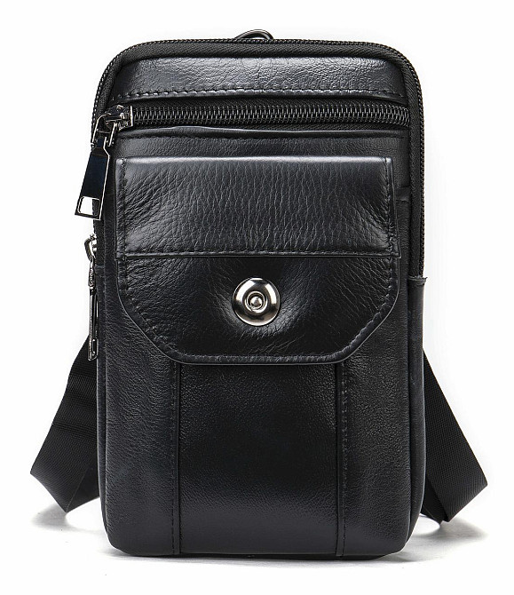 Шкіряна сумка на пояс Чорна (Vintage) Київ - фото 5