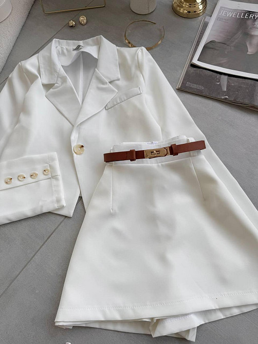 Жіночий базовий костюм-двійка: піджак + спідниця + шорти костюмка 46/48 Одеса - фото 1