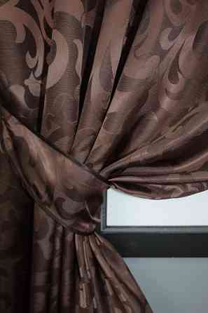 Комплект коротких штор VR-Textil Жакард Вензель №092ш Коричневий 130х170 см 2 шт (35-0018) Київ