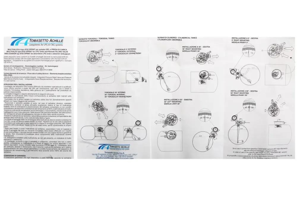Мультиклапан ГБО для наруж. тор-го баллона H220мм 0° Tomasettо с катушкой Винница - изображение 4
