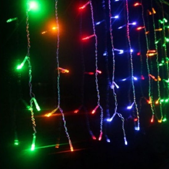 Гирлянда штора Водопад 3х3 м 320 LED (прозрачный шнур, с переходником) Цветной свет Винница - изображение 7