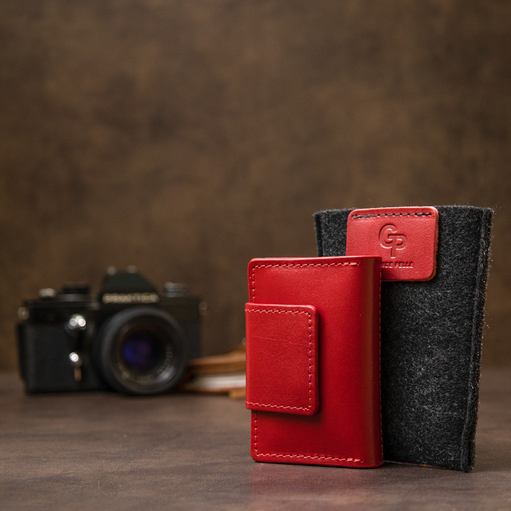 Кожаная визитница GRANDE PELLE 11412 Красный Киев - изображение 9